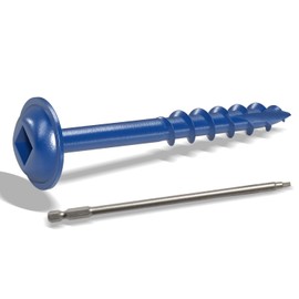 LIONMAX #8 x 1-1/4" Exterior Pocket Hole Screws, 600 PCS Pocket Wood Screws with Blue Coated, Coarse Thread, Square Drive, Weather Resistant,150MM Drive Bit Included