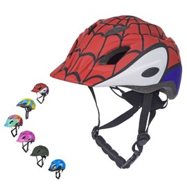 Kids Bike Helmet Boys and Girls 5-8-10 Spider Visor Helmet for Kids Lightweight Safety Certified,Toddler Bike Cycling Skating Skateboard Scooter Helmet (Red+Blue)