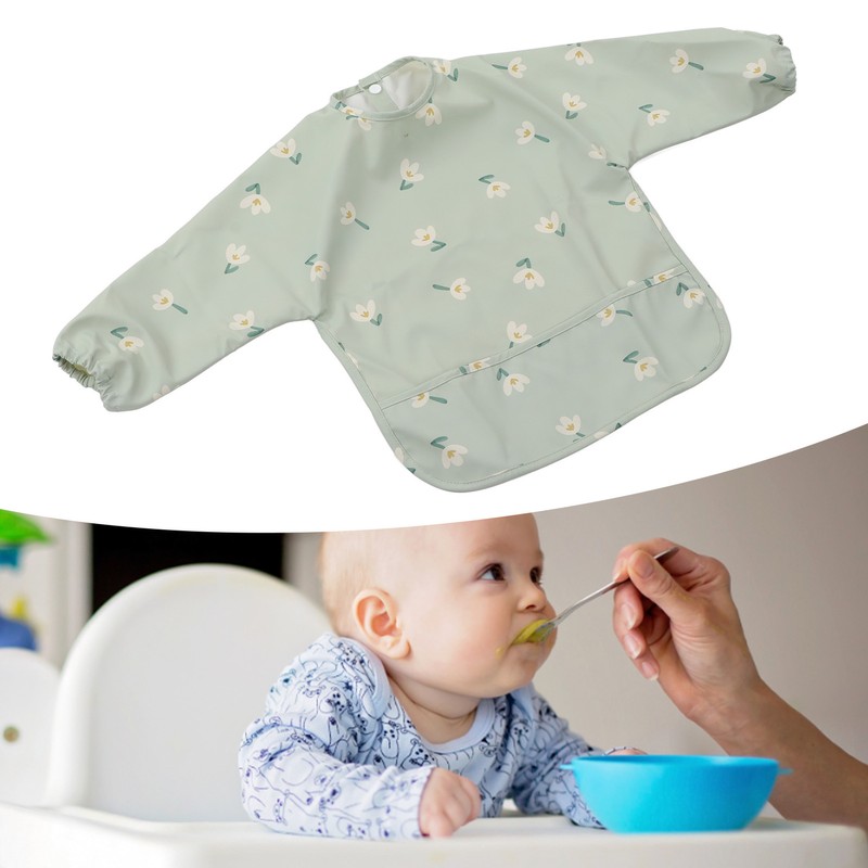 Infant Long Sleeve Bib Waterproof Cute Toddler Soft Sleeved Bib