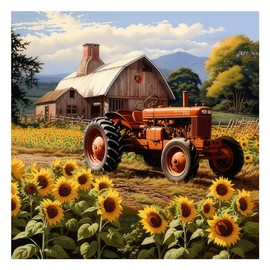FHBUBPUP Farm Life Diamond Art Painting Kits for Adults, Rural Scenery Painting with Diamonds for Beginners, 5D DIY Full Drill Round Gem Art Craft Home Wall Decor Gift 12x12 inch, Autumn