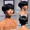 Peluca de cabello humano con corte pixie para mujeres negras,