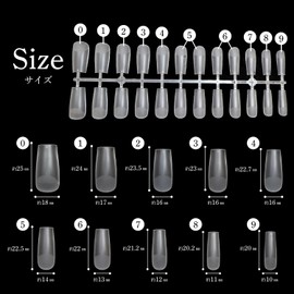 NTIP-004 Nail Tips, Square, 240 Pieces, 10 Sizes, Long Length, Clear, Transparent, Self Nails, Gel Nails, Sanded, Glitter Puffy Round