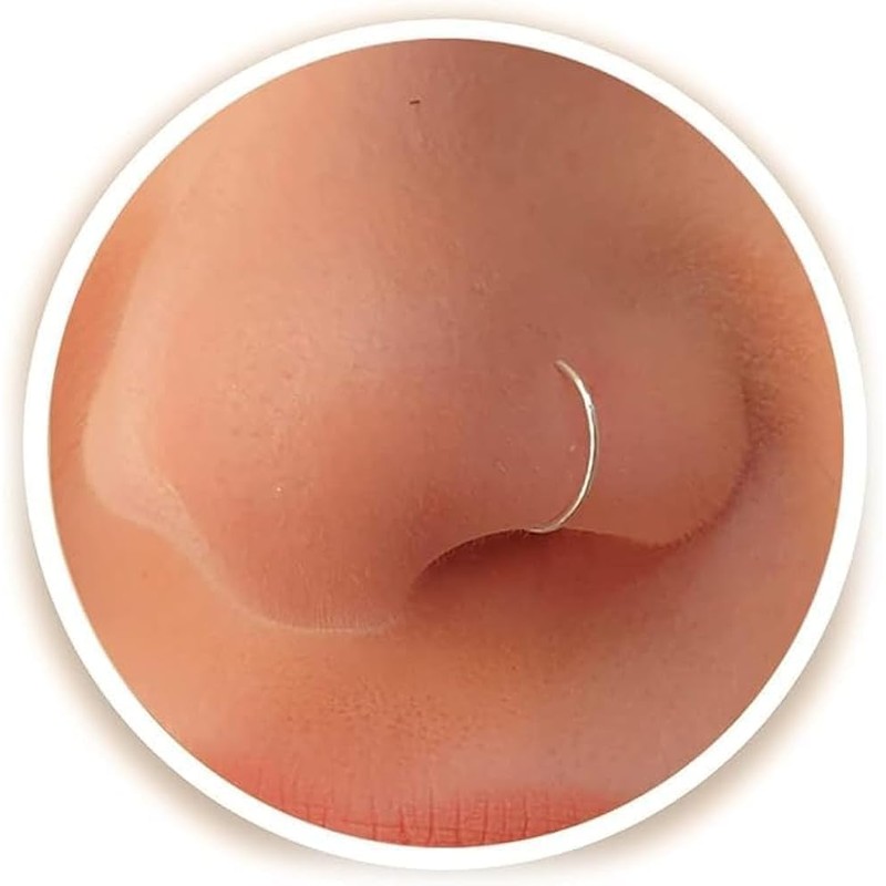 Zunesha Extra Thin Small 0.5mm Nose Ring Sterling Silver Diameter