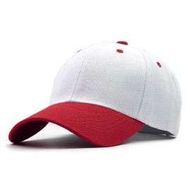 Utmost Structured Baseball Cap with Adjustable Closure - Performance Hat for Outdoor Activities and Custom Embroidery, 1pc White/Red, One Size