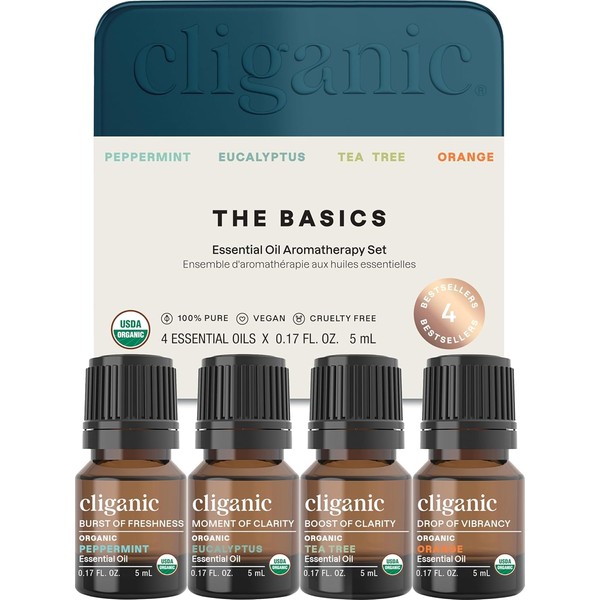 Cliganic Organic Essential Oils Gift Set (Top 4 - The