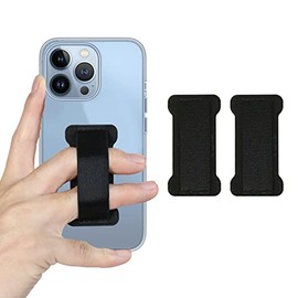 WUOJI - Finger Strap Phone Holder - Ultra Thin Anti-Slip Universal Cell Phone Grips Band Holder for Back of Phone -2Pack(Black)
