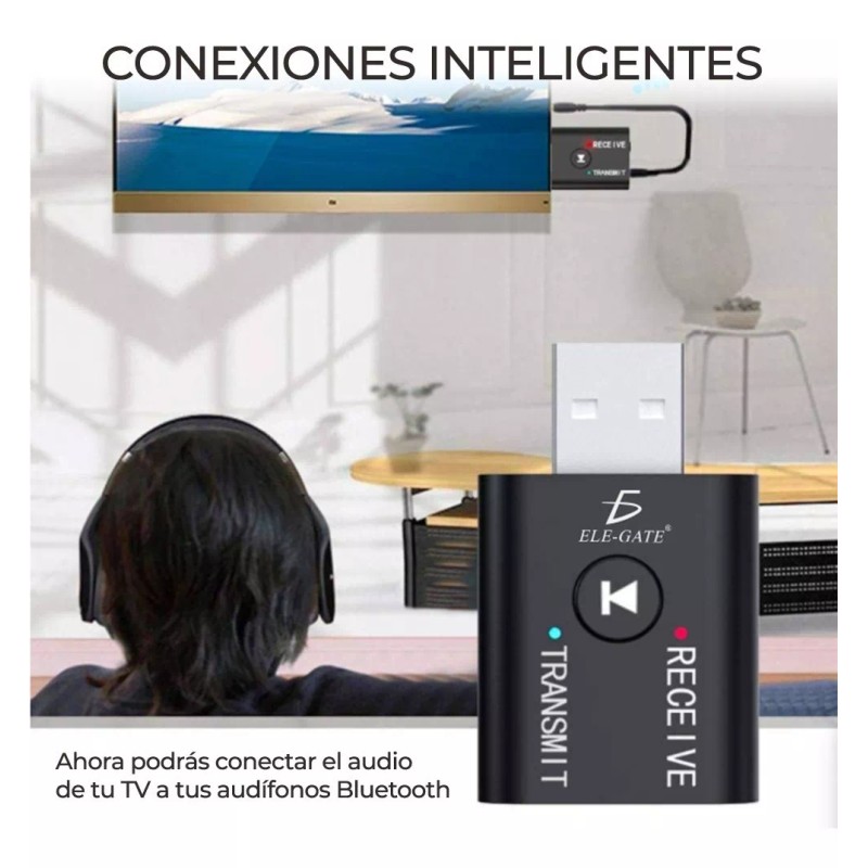 Ele-Gate Kit 2 Pcs Transmisor Receptor Usb Inalámbrico Pc Tv