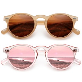YMRFW Retro Small Round Polarized Sunglasses for Women Vintage Style Circle Sun Glasses UV Protection