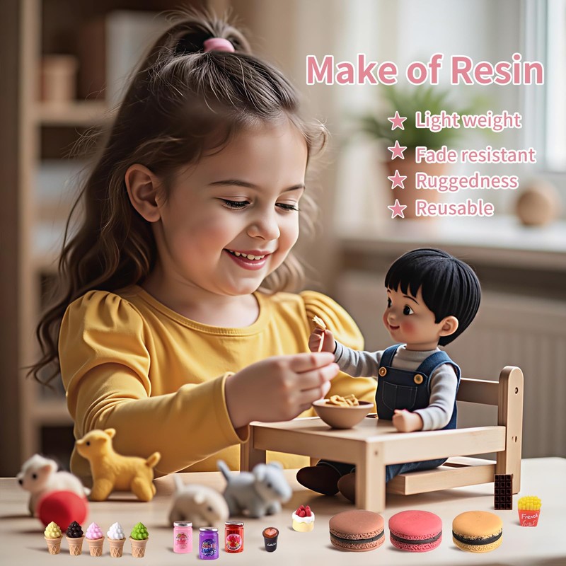 41 x Miniatur-Lebensmittel und Getränke, 11 Stile, kleine Harzlebensmittel