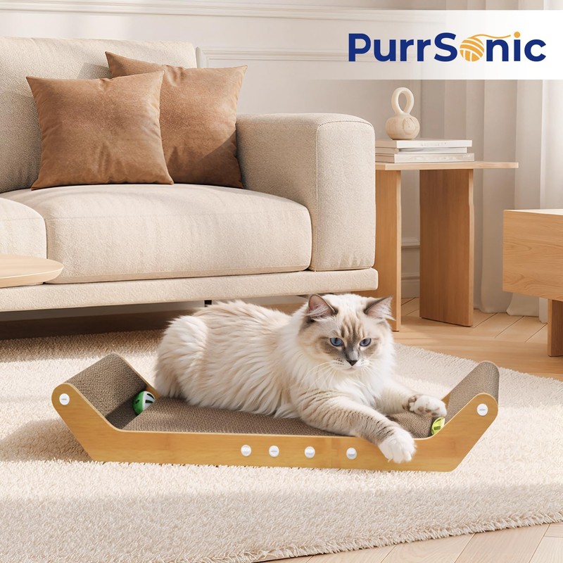 PurrSonic Large Cat Scratching Cardboard Pad, 24" Indoor Horizontal Corrugated