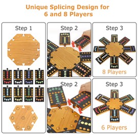 plusvivo Marble Board Game,Wooden Board Game for 6-8 Players,Portable Design Marble Game with 32 Marbles 16 Dice, Family Game Night Gift for Kids & Adults