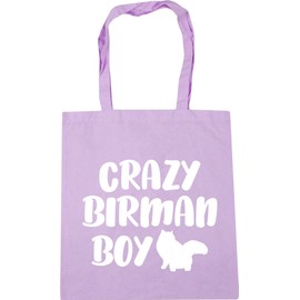 Hippowarehouse Crazy birman boy cat Tote Shopping Gym Beach Bag 42cm x38cm, 10 litres