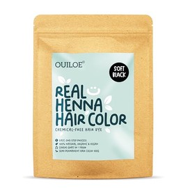 Negro Tinte de Henna para El Cabello - Tinte Orgánico para El Cabello Sin Químicos, Libre de Ppd, Proceso En Un Paso,100% Cobertura de Gris, Color de Cabello Todo Natural Semi Permanente, Segu