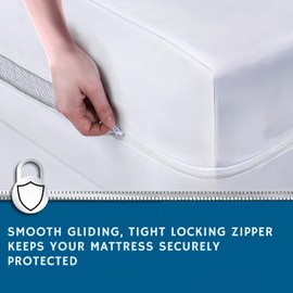 Guardmax Heavy Duty Vinyl Queen Zippered Mattress Encasement - Waterproof & Breathable Mattress Protector - Comfortable, Soft, and Noiseless Zippered Bedding - Dust Mite Proof (60 x 80 x 9)