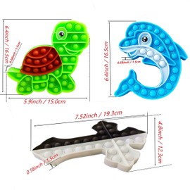 Sensory Turtle Dolphin Cross Ocean Animal Bubble Pop Fidget ,Push Stress Relief Educational Tool for Kids Adult (Turtle)