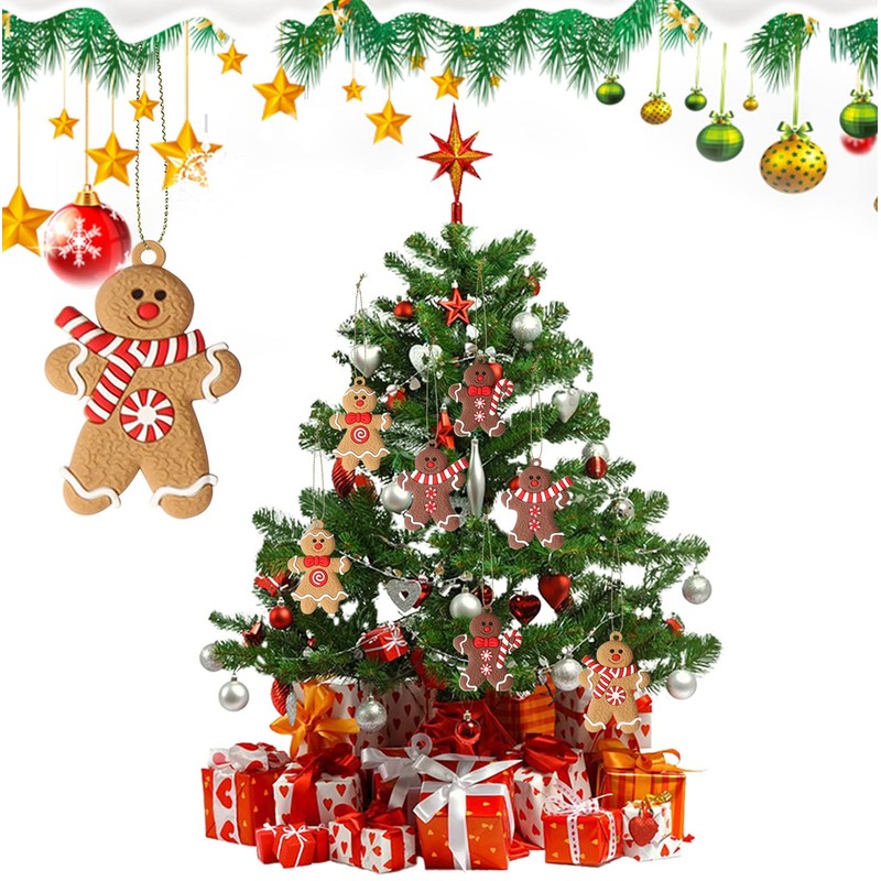 Christmas Tree Decorations, 12 Pieces, Traditional Ginger Man, Gingerbread Man