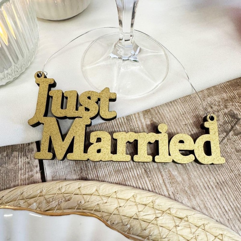 Luck and Luck Wooden Hanging Just Married Sign, Mini Wedding