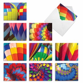 The Best Card Company - 10 Fun Cards for All Occasions for Men and Women (4 x 5.12 Inch) - Boxed Assorted Notecard Set, Blank Inside - Hot Air M2035-NB