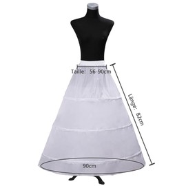 YULUOSHA Women's Petticoat 4 Hoops A-line Underskirt Crinoline Floor Length Wedding Prom Dress Skirt Slips Wedding Dress Petticoats, black