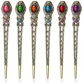 Yilloog 6 Pieces Vintage Rhinestone Hair Sticks Chinese Chopsticks Retro Chignon Pins Stylish Traditional hair Sticks Accessories for Women Styling Decorations, 6 Colors