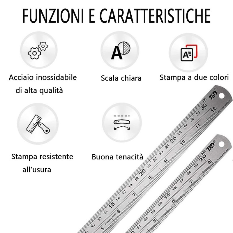 Stainless Steel Ruler Double Sided Metal Scale Professional Measuring Tool