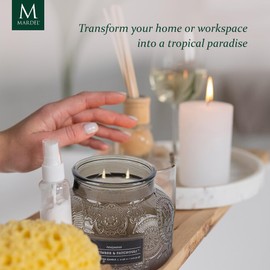 Timber & Patchouli Embossed Candle Jar (18 oz) - Refreshing Aroma of Bergamot, Mandarin Orange, and Patchouli - Large Dual Wick Glass Jar Candle