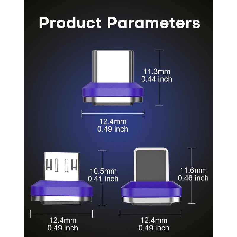 EndlesShine Magnetic 24-Pin Micro USB Connector Tip, 240W PD Fast