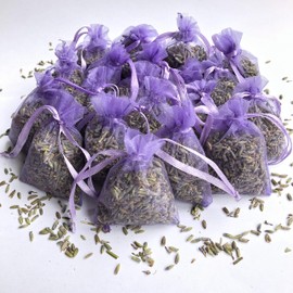 10 Hand Made Bags of Dried Lavender, Fresh Dried Lavender Bag Moths Protection for Closet and Drawers Natural Air Purifying Freshener Bag (Purple)