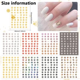 SILPECWEE 8 Sheets Snowflake Nail Art Stickers Decals for Women Kids Christmas Nail Stickers Self-Adhesive Metallic Nail Design Stickers 3D Acrylic Nail Decoration