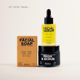AHAL Kit Facial Skincare Jabón Mascarilla y Suero Piel Seca y Normal