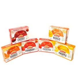 Baraka's Halal Gelatin Dessert Powder, 6 Flavors Variety Pack, Strawberry, Orange, Mango, Pineapple, Cherry, Cocktail, 3 oz Each. Gluten-Free.