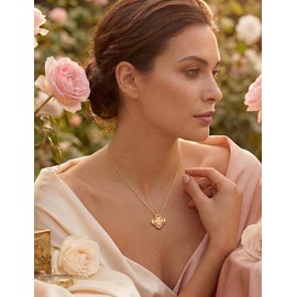 HEVOCY Gold Four Leaf Clover Necklace for Women, Adjustable Chain