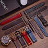 REZERO Leather Watch Bands, Tanned Leather Watch Straps, Black/Brown/Blue/Red/Green/Grey Watch