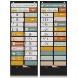 The Ultimate Pocket Chart for Classroom - Beautiful Daily Schedule Calendar with Designed Cards Encourages Visual Learning for Kids - Fun Boho Routine Calendar Chart Fits Nicely with Any School Decor