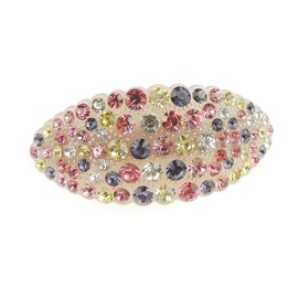 Ladies Chunky Diamante 10cm Hair Barrette 3D Oval (Lilac Multi)