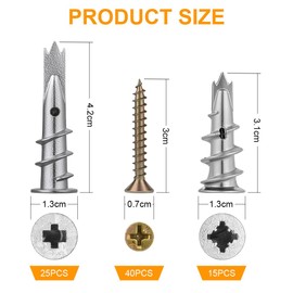 vsshe 80 PCS Heavy Duty Self Diamond Drywall Fixings, Metal Wall Plugs and Screws, Gold Cavity Original Plugs, Drywall Anchor Cavity Drywall Screws for Drywall Composite Board Wall Hanging Stuff