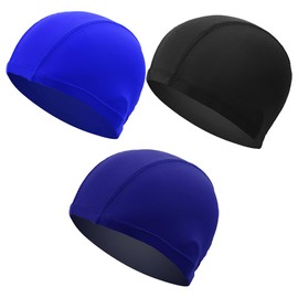 TRKETK 3 Pcs Elastic Swim Caps, Swimming Stretchable Anti Slip Swim Cap Unisex Bathing Caps Lightweight Bathing Caps Waterproof Elastic Swim Caps for Long and Short Hair Kids Swimming