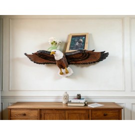 Large Spread Wing Bald Eagle Wall Decor Resin Eagle Sculpture for Home DecorColor: Brown, Size: One Size