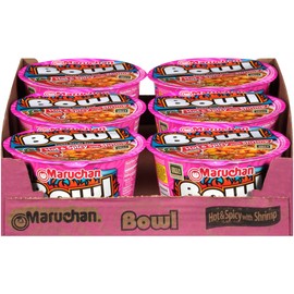 Maruchan Bowl Hot & Spicy Shrimp Flavor, 3.32 Oz, Pack of 6
