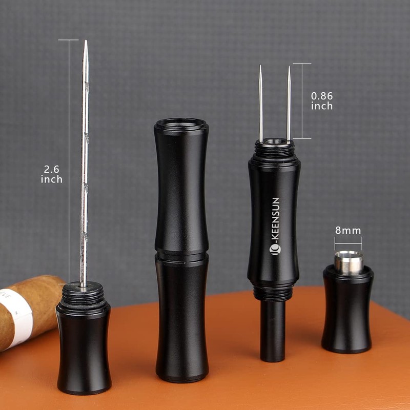 KEENSUN 3-in-1 Cigar Punch Tool Set with Cigar Punch(8mm), Cigar