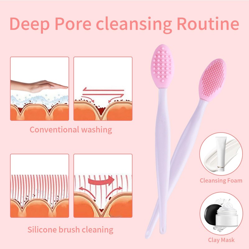 5 Pcs Mini Exfoliating Brush Set - 2 Pcs Silicone