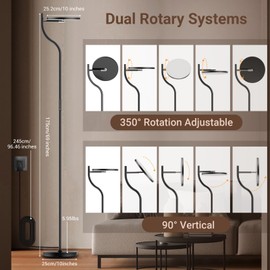 FIMEI LED Modern Floor Lamp, Super Bright Dimmable Tall Standing Lamp with 10'' Lamp Panel, 4 Color Temperature Rotatable Reading Floor Lamps, Remote&Touch Control, for Living Room Office Bedroom