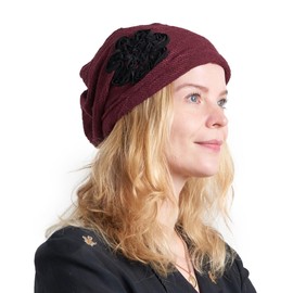 CHARM Casualbox | Womens Slouchy Beanie Cap Cotton Beret All Season Slouch Baggy Flower Hat Enge