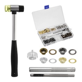 QUARKZMAN 240 Piece Eyelet Tool Set 6 mm Metal Eyelet Set with Installation Tools for Shoes Clothing Leather Fabric Belt DIY Gold, Silver, Gunmetal, Bronze