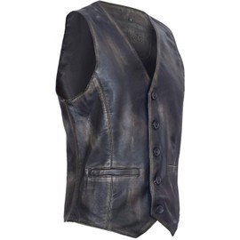 Infinity Leather Men's Goat Suede Classic Smart Soft Leather Vest, Black vintage