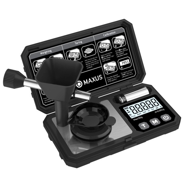 MAXUS Digital Milligram Scale 50g/0.001g with Calibration Weight Reloading