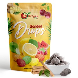 NY SPICE SHOP Licorice Sanded Candy Drops - 2 Pound Old Fashioned Drops - Fresh Delicious Bulk Candy - Hard Candy Sour Drop - Tangy and Sweet Healthy Snacks