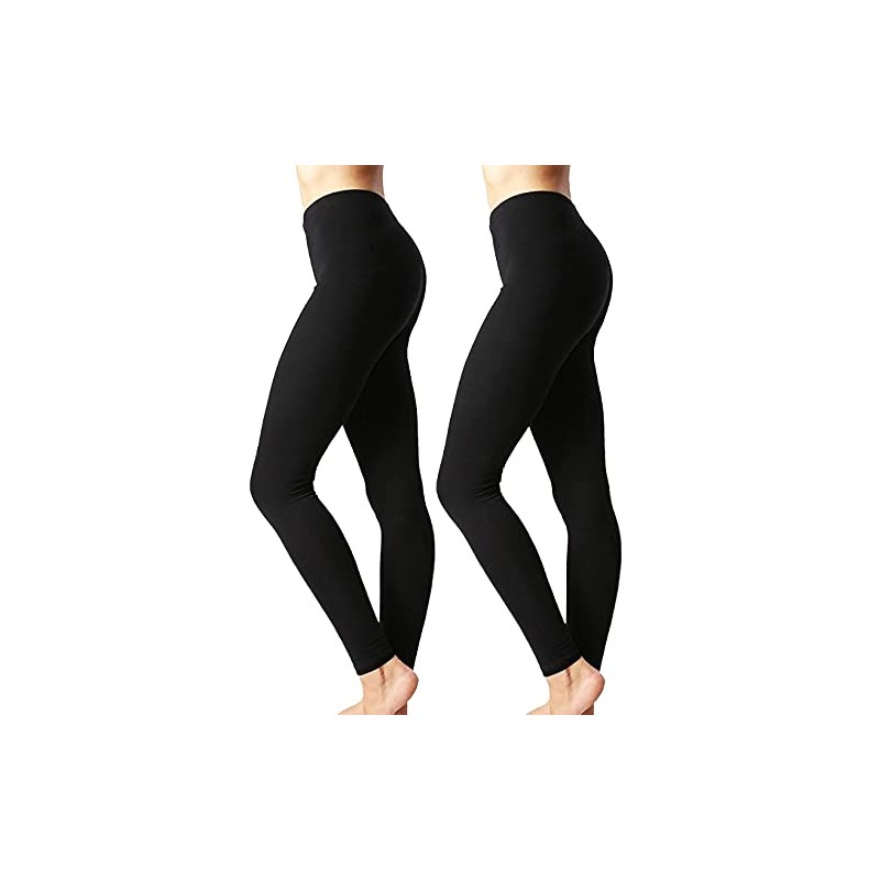 Zenana Outfitters Women's Full Length Cotton Solid Legging, 2pack-blk-blk, Small