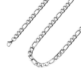 Estendly 18 Inches Figaro Chain Necklace 7.5MM Stainless Steel Figaro Link Chain for Men Women