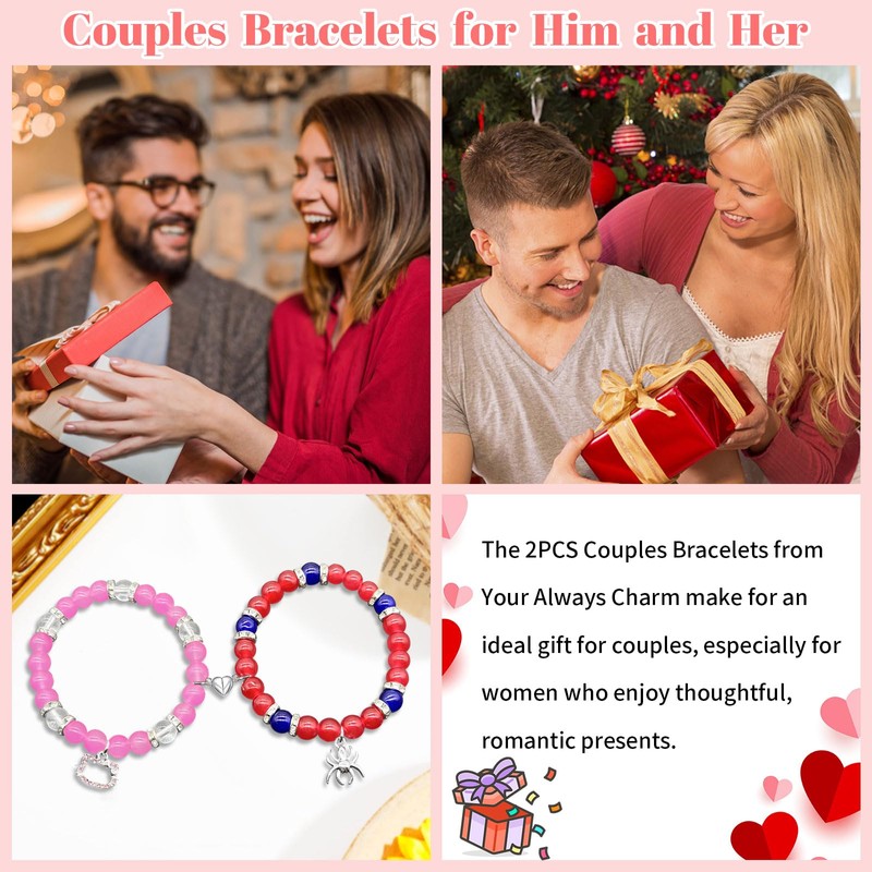 2PCS Couples Bracelets Matching Bracelets for Couples Beaded Bracelets Couples